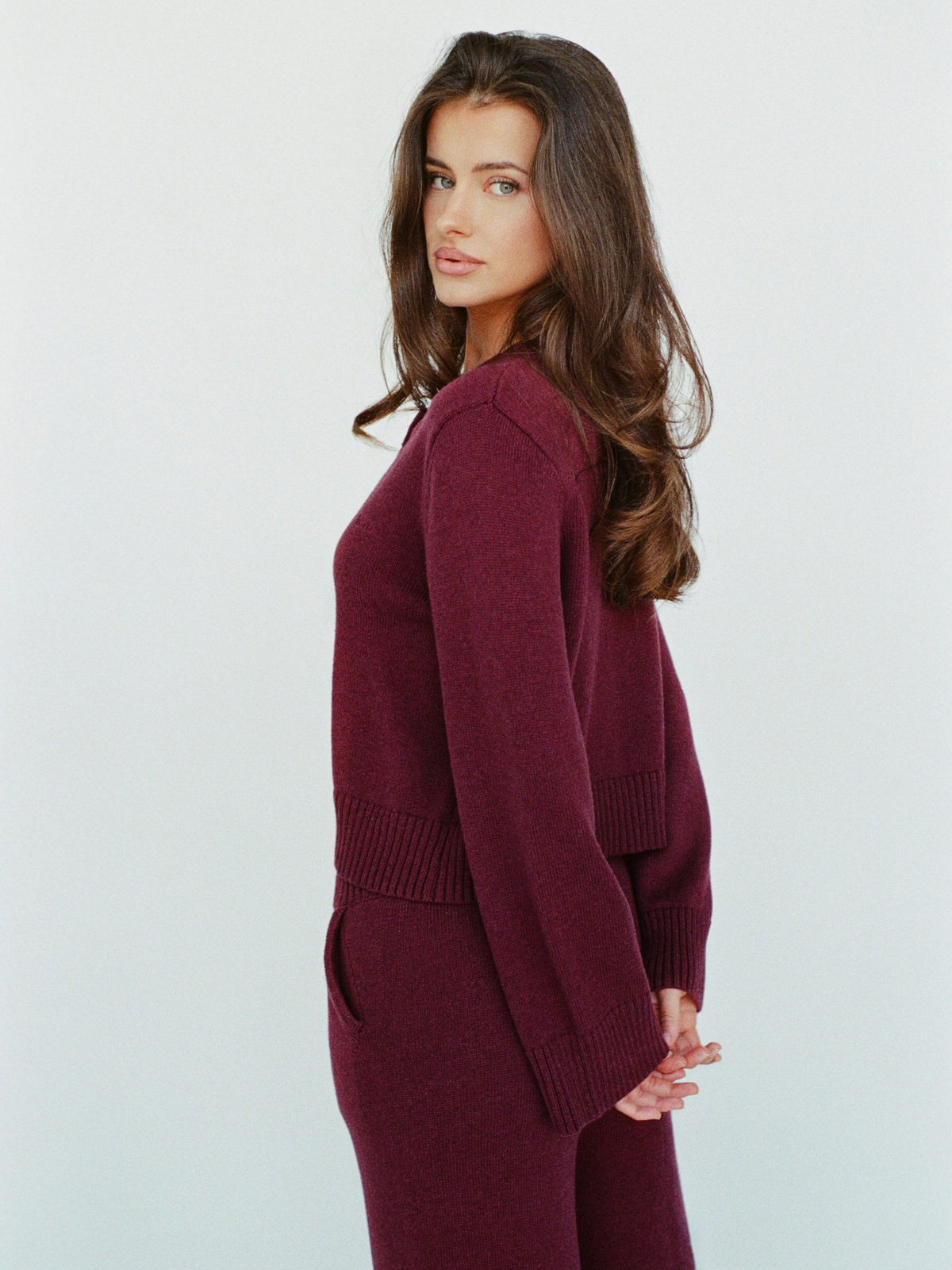 organic cotton cashmere cardigan - cherry red