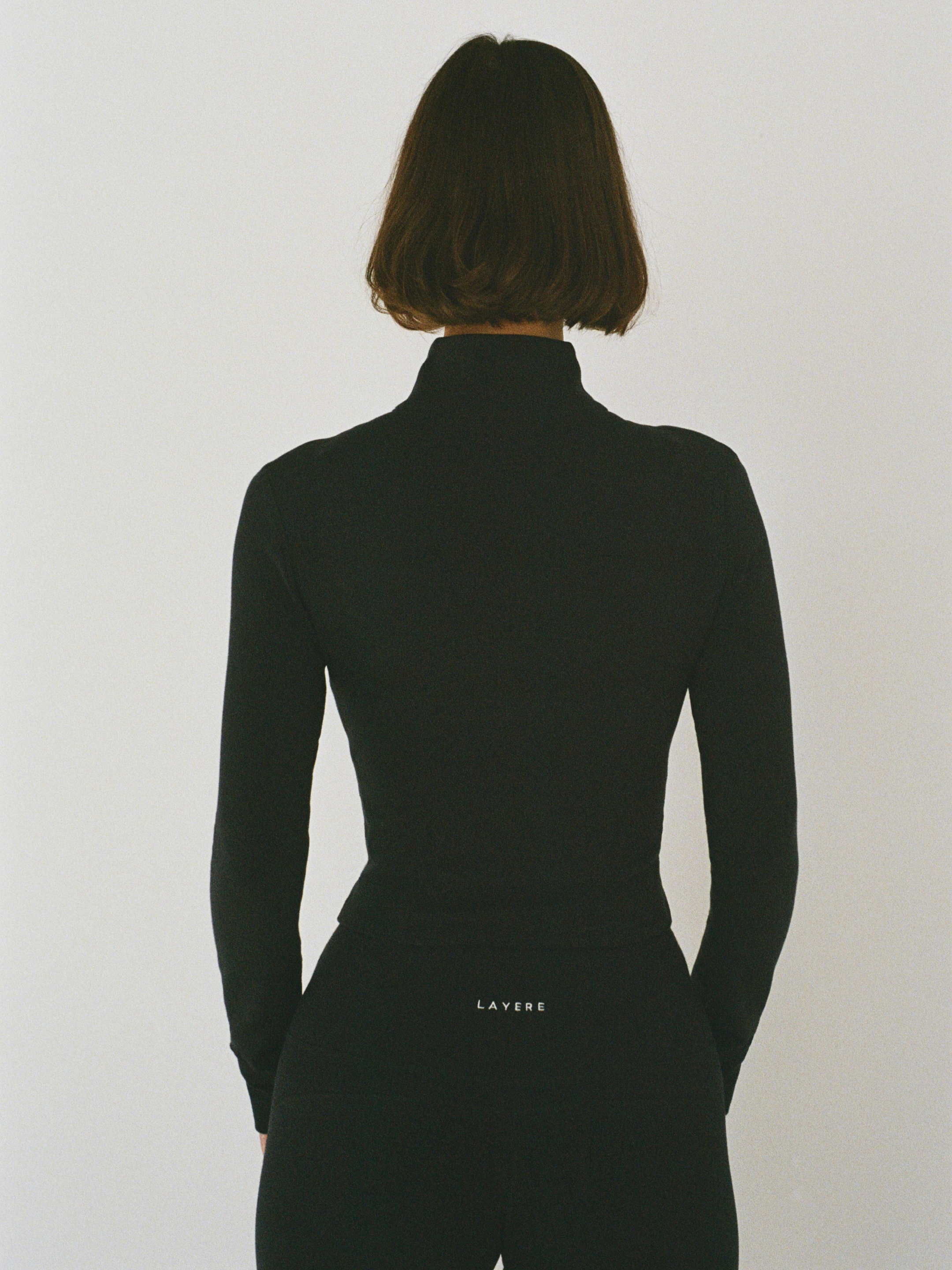 organic cotton zip jacket - black