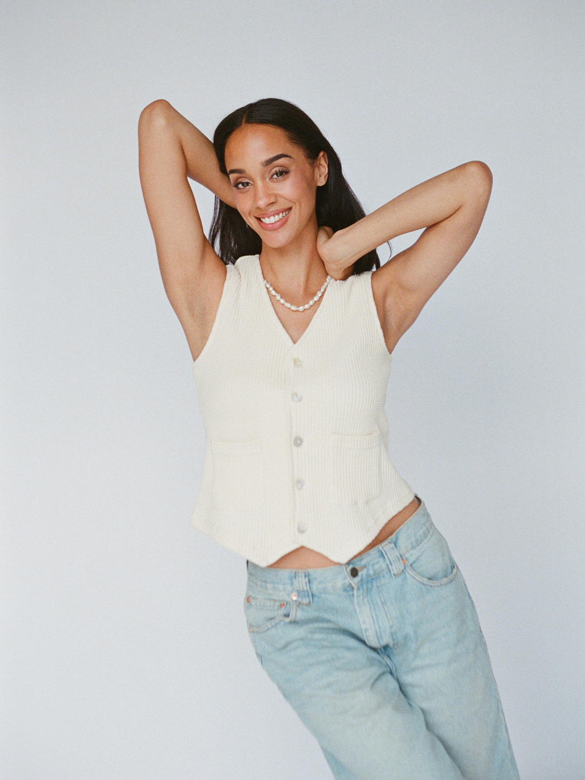 100% organic cotton waffle vest - butter yellow