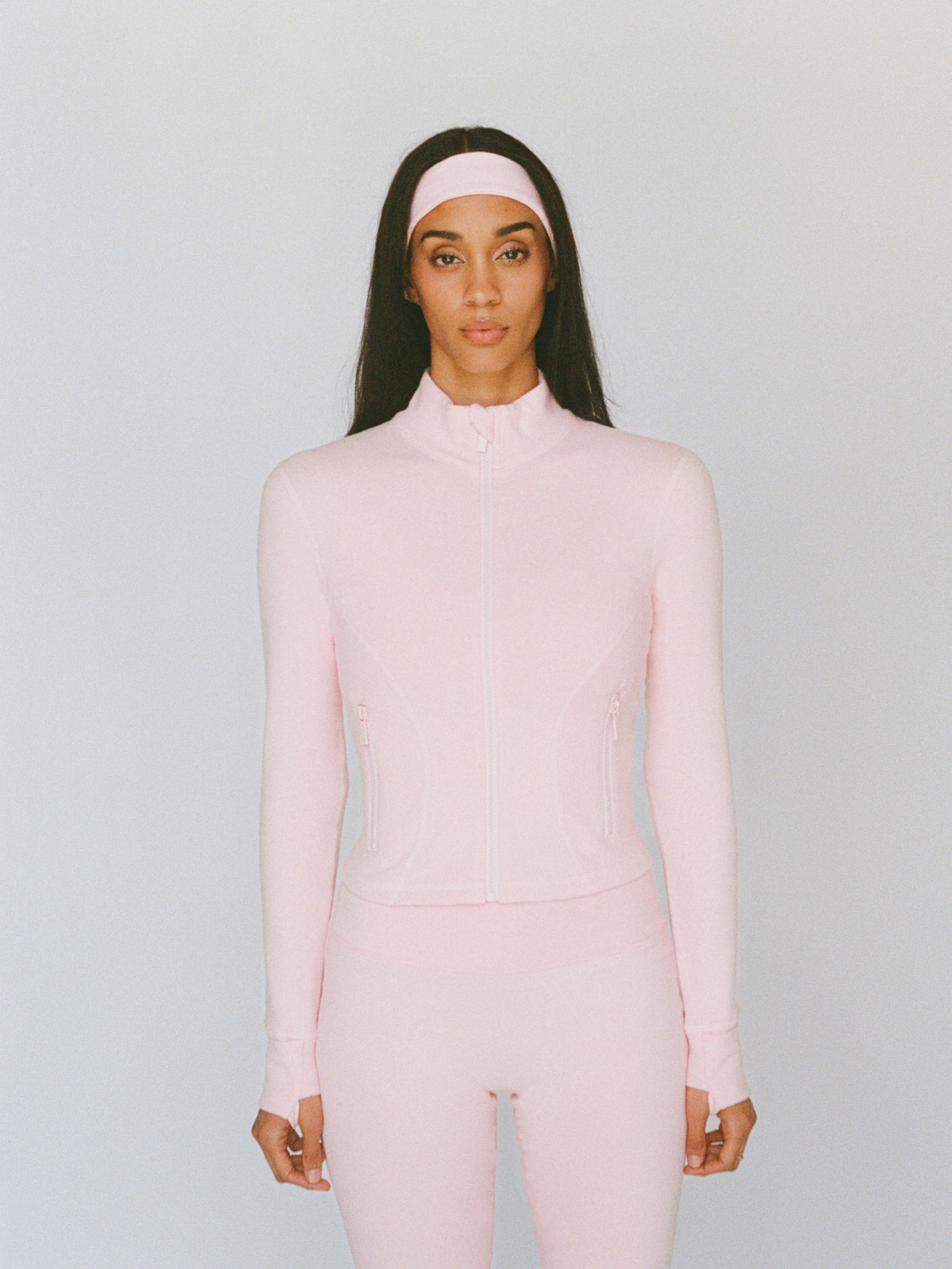 organic cotton zip jacket - ballerina pink