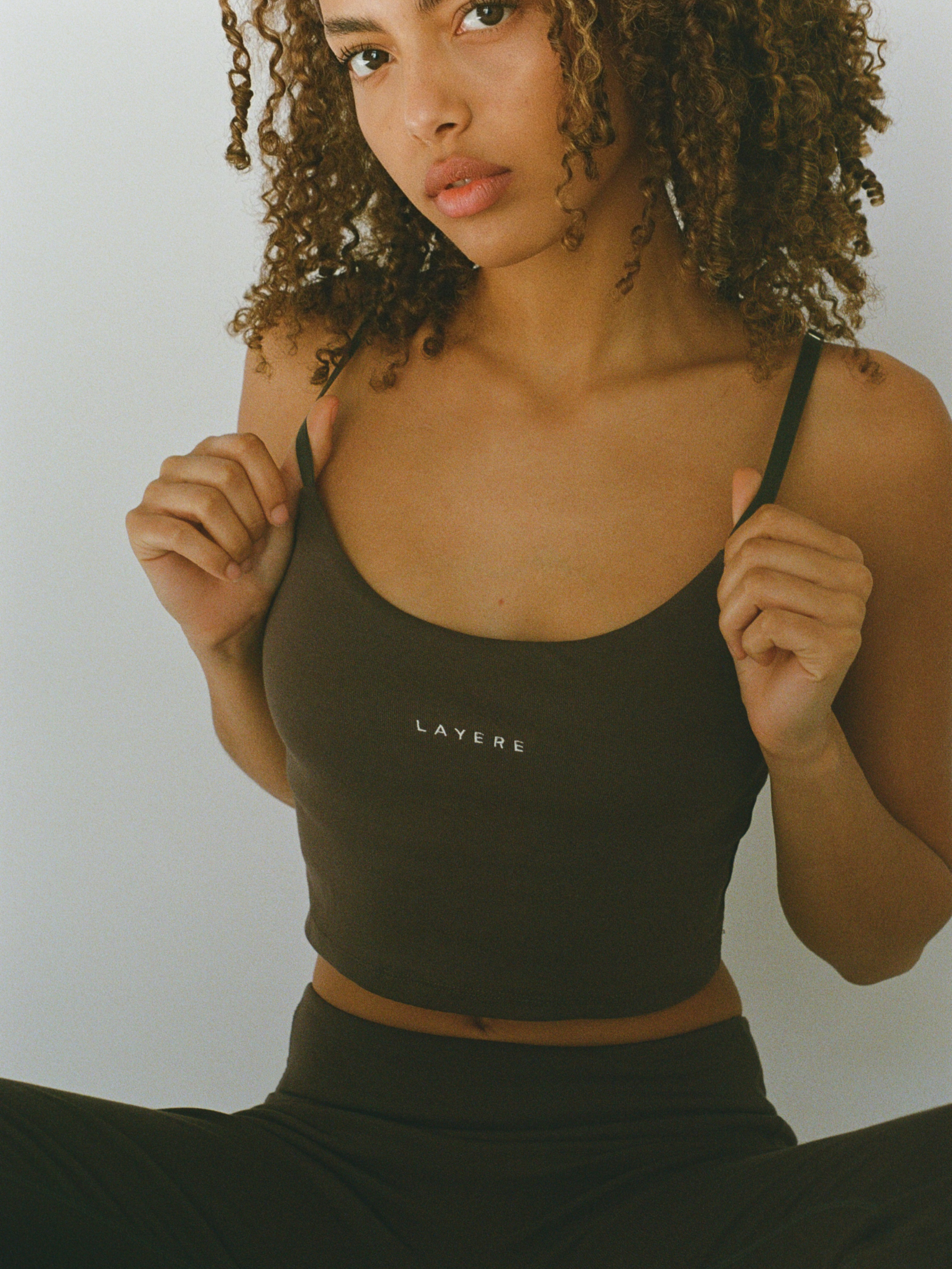 organic cotton sports bra - espresso brown