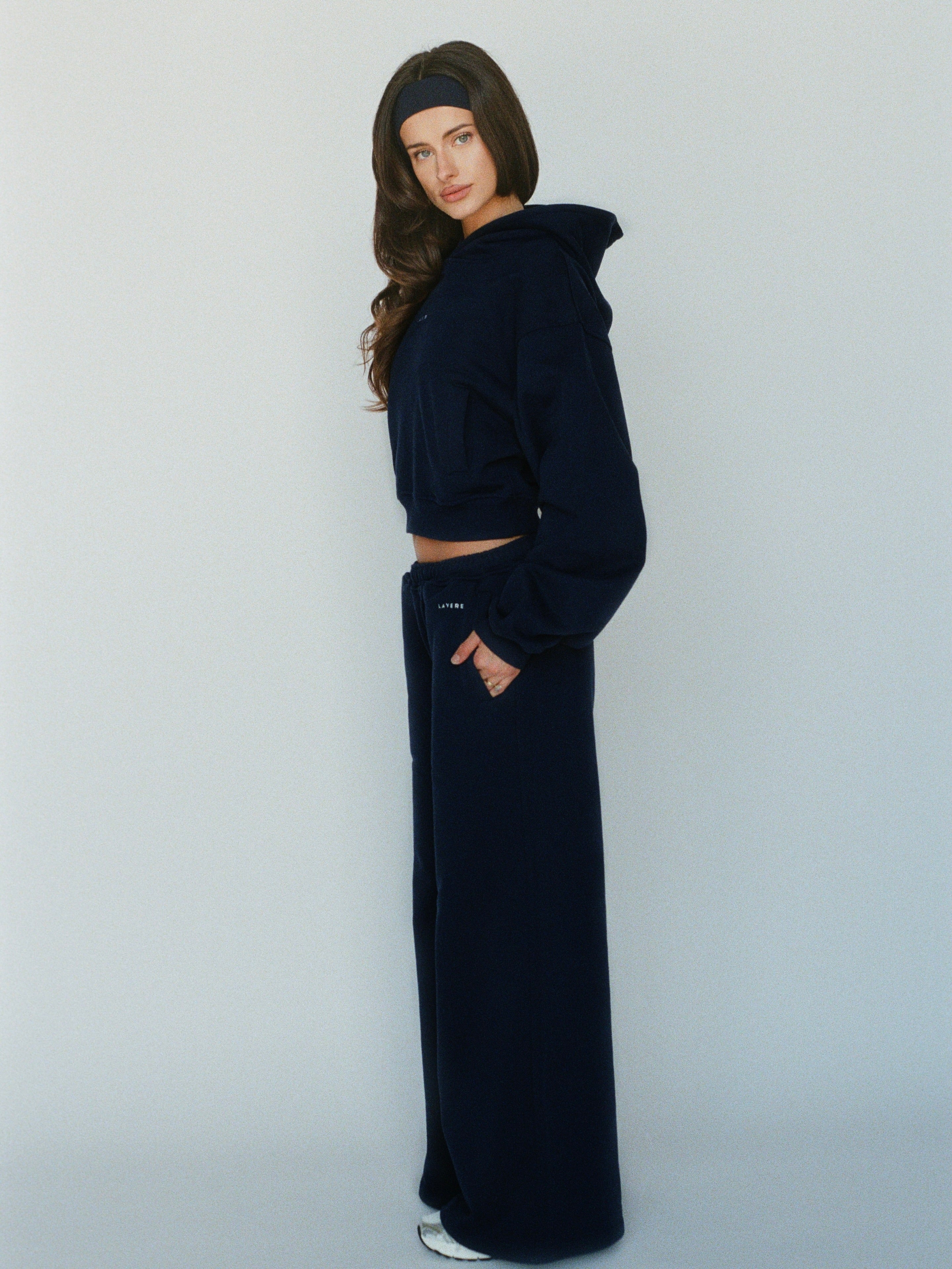 100% organic cotton wide pant - midnight blue