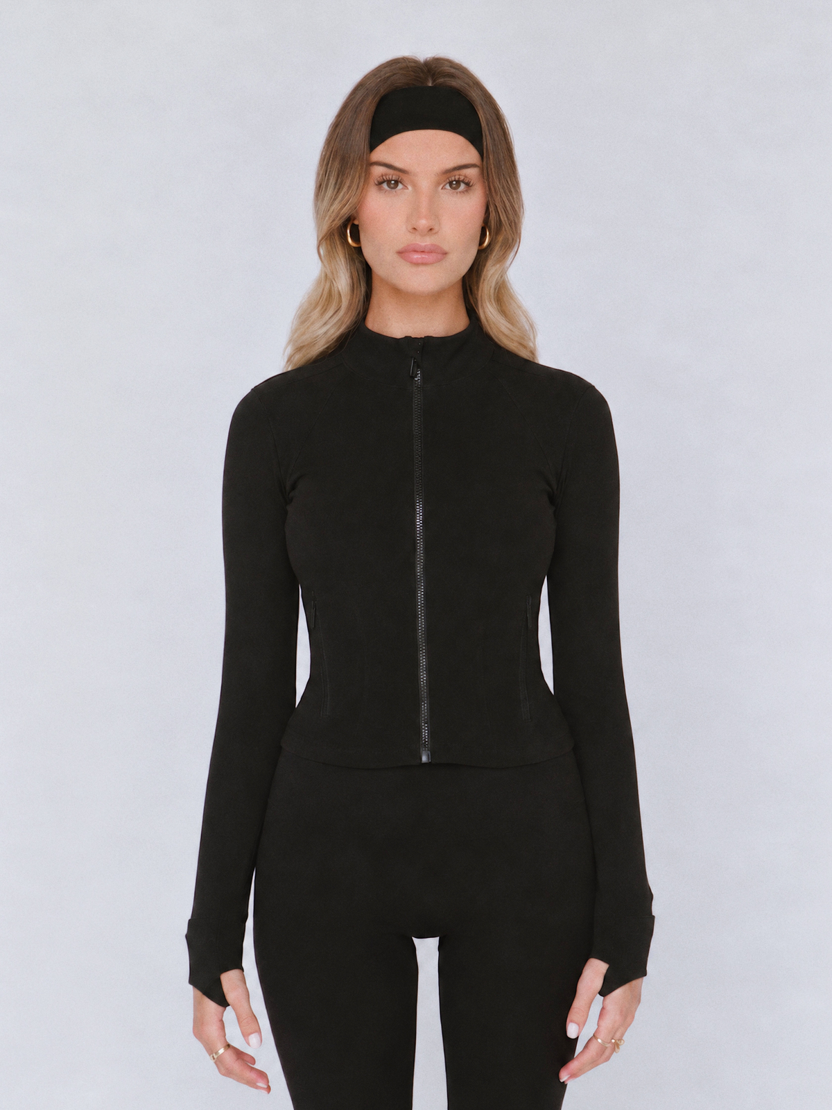 organic cotton zip jacket - black